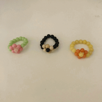 [SALE/옐로우 당일출고♥] 천연 원석 꽃 비즈 반지